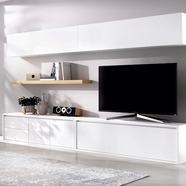 Mueble de salón minimalista blanco, Apilable