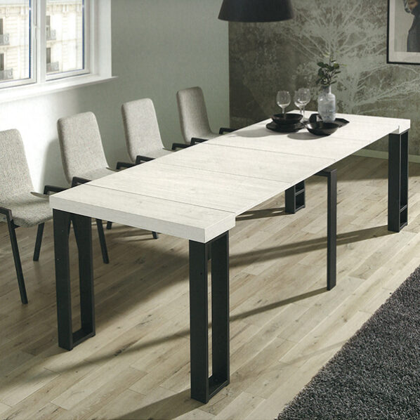 Mesa consola extensible con pata metálica