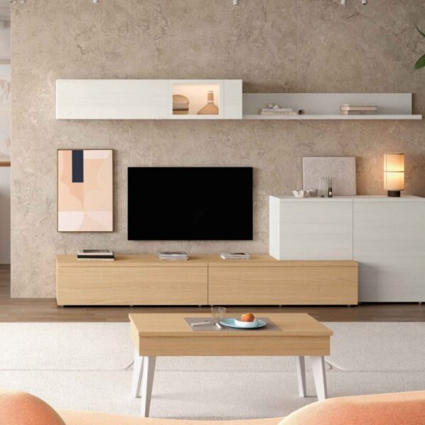 MUEBLE DE SALÓN CON MÓDULOS COLGADOS
