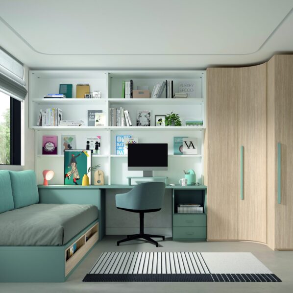Dormitorio Juvenil Sofá cama y zona estudio
