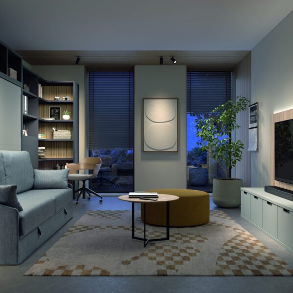Habitación Juvenil Gamer con Cama Abatible con Sofá